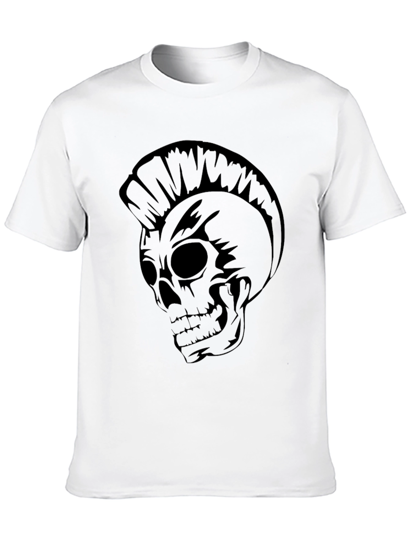 Black Skull Mohawk Graphic Tee - Edgy Style