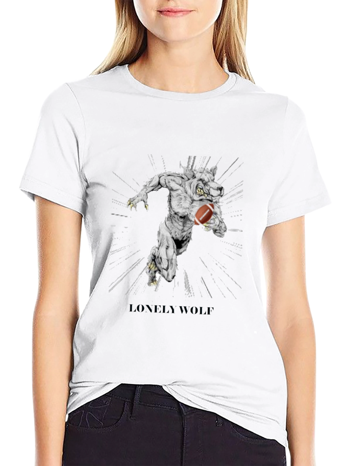 Lonely Wolf Football T-Shirt