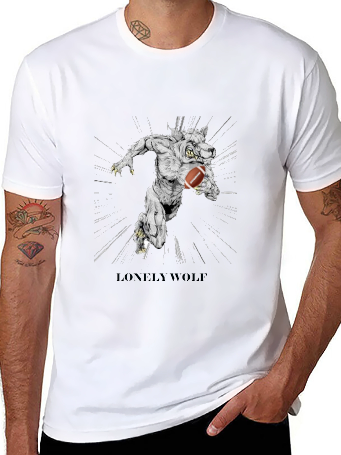 Lonely Wolf Football T-Shirt