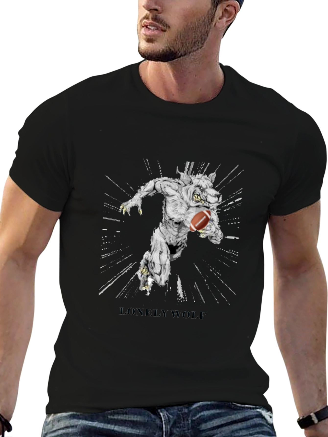 Lonely Wolf Football T-Shirt