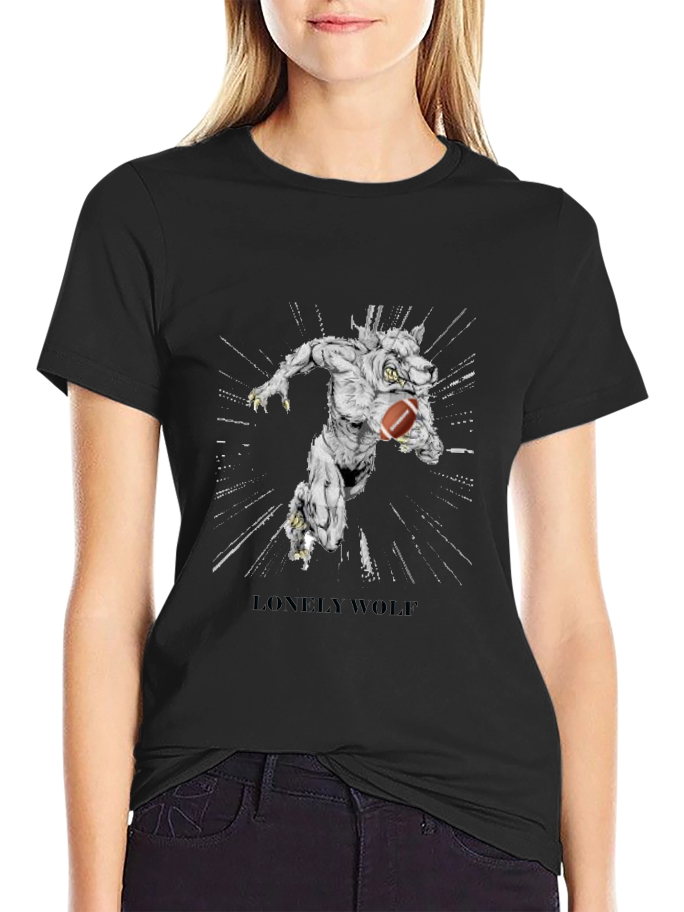 Lonely Wolf Football T-Shirt