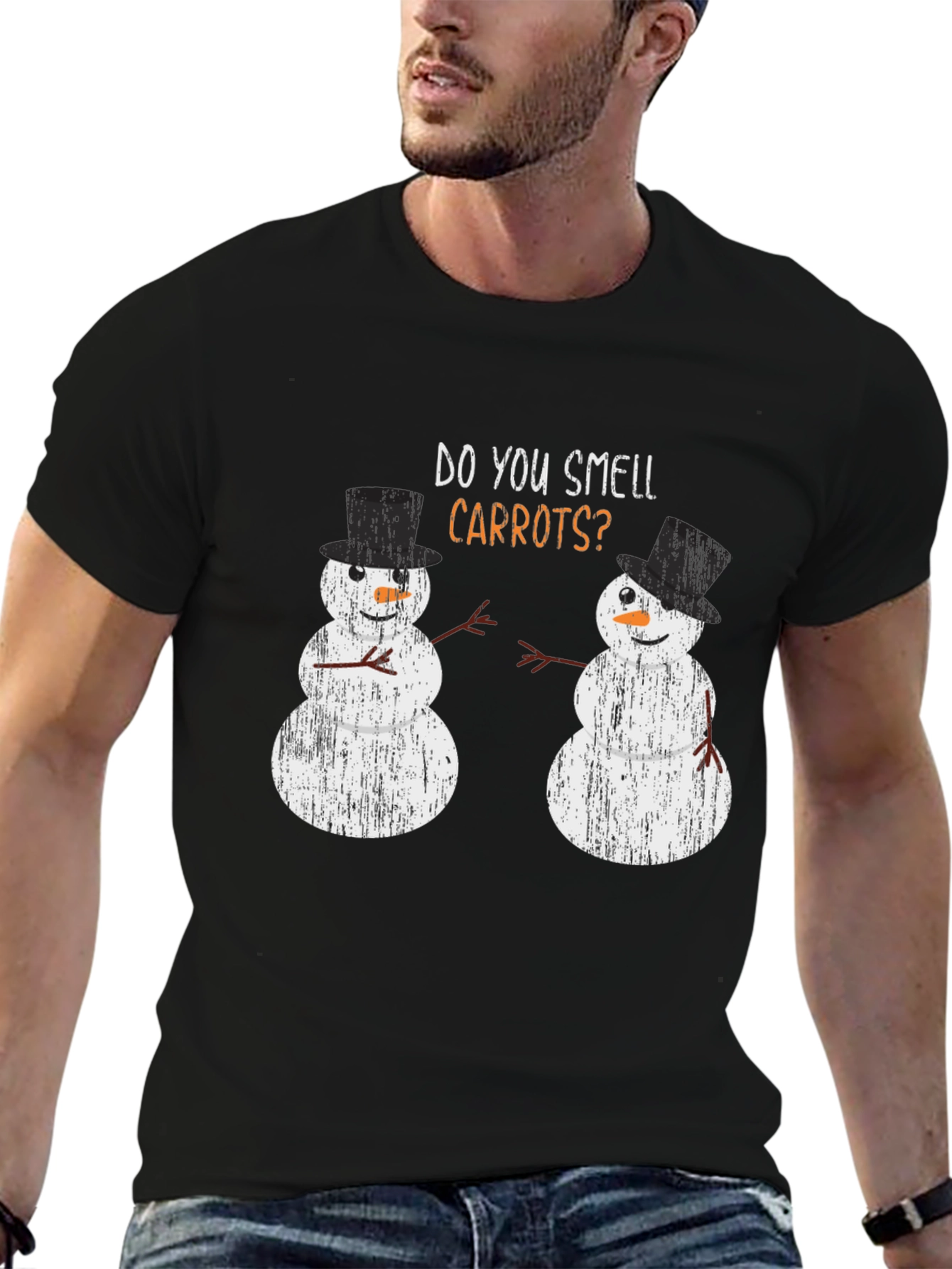 Do You Smell Carrots? Funny Snowman Graphic T-Shirt