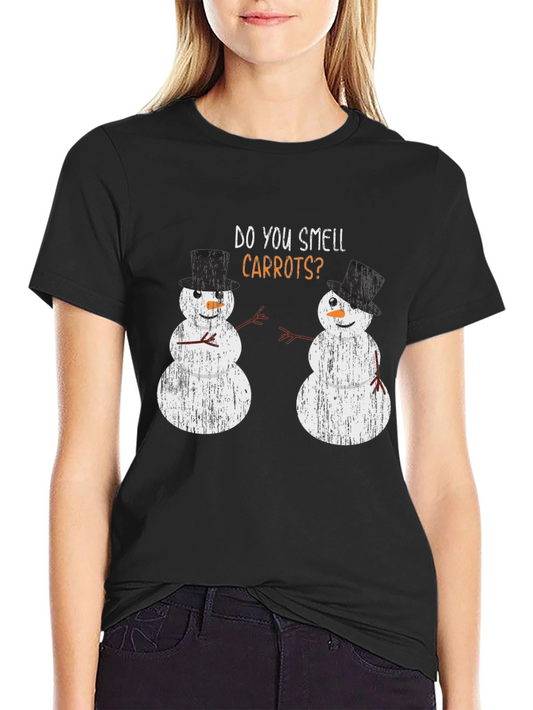 Do You Smell Carrots? Funny Snowman Graphic T-Shirt
