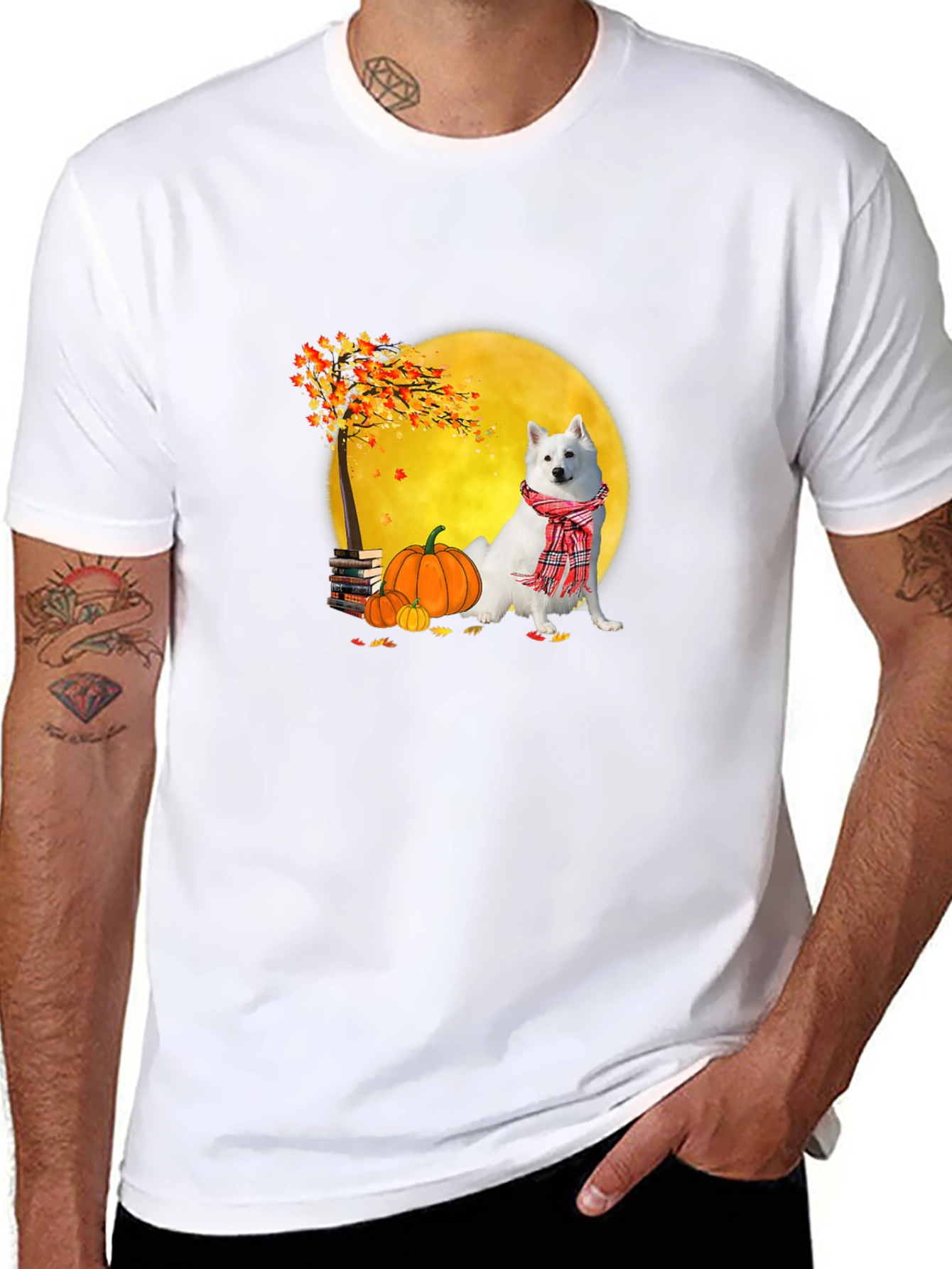 Fall Dog Graphic Tee - Spooky Season Shirt