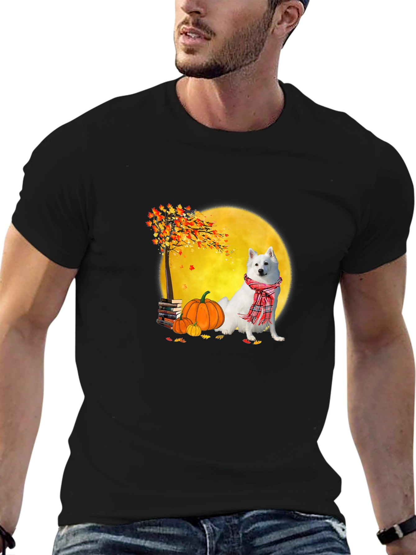 Fall Dog Graphic Tee - Spooky Season Shirt