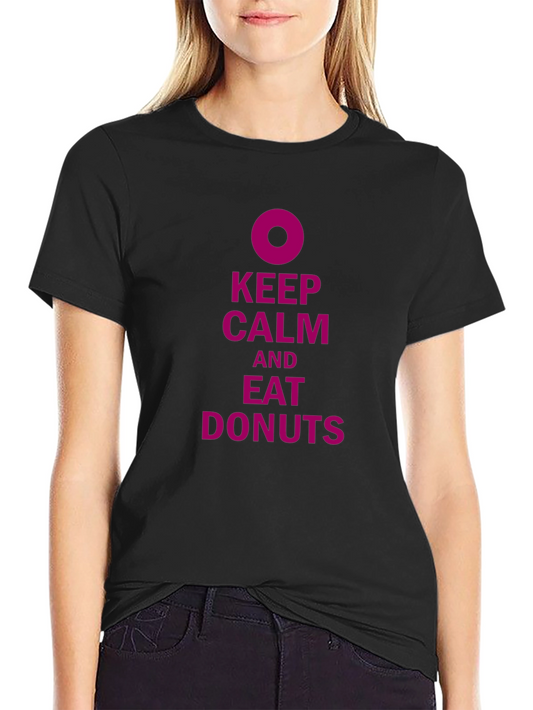 Keep Calm and Eat Donuts Black T-Shirt