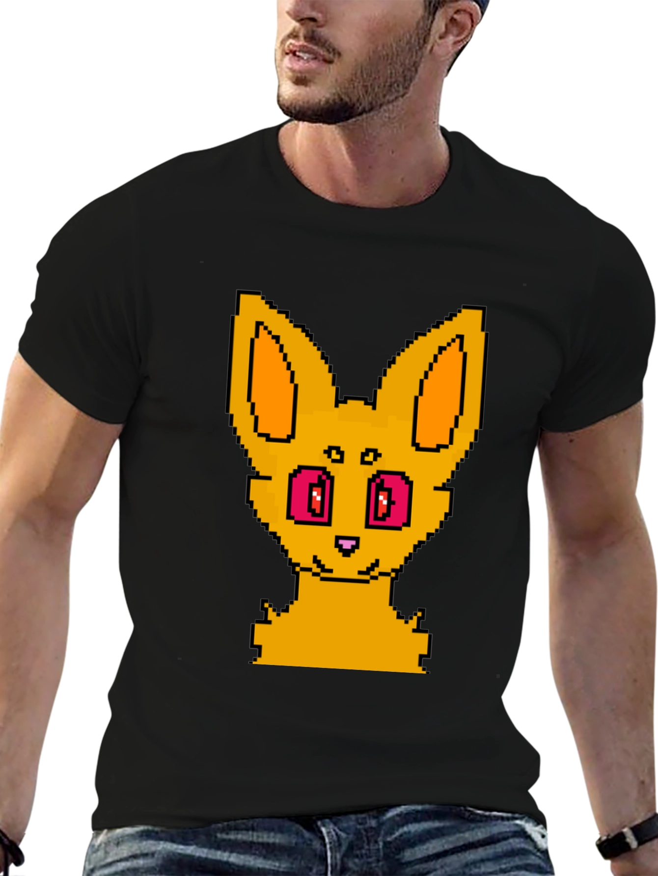 Pixel Art Fox Graphic Tee - Unisex Black T-Shirt