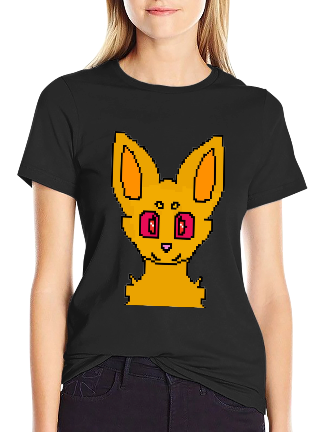 Pixel Art Fox Graphic Tee - Unisex Black T-Shirt