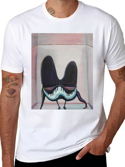 Surreal Piano Graphic Tee - Black Cotton Blend