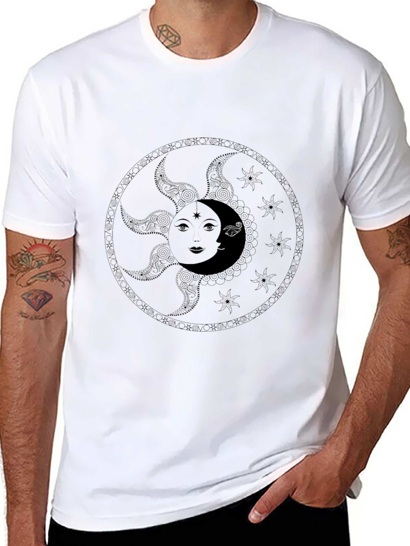 Sun and Moon Graphic Black T-Shirt