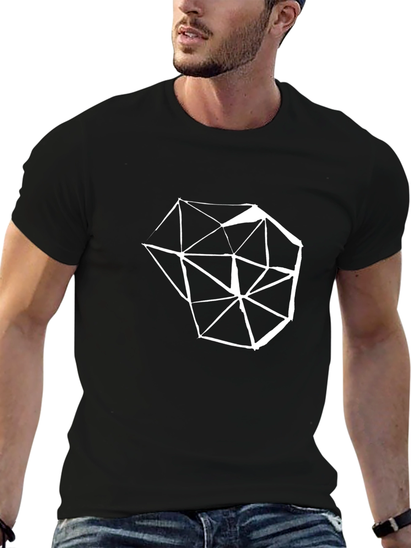 Geometric Design Black T-Shirt