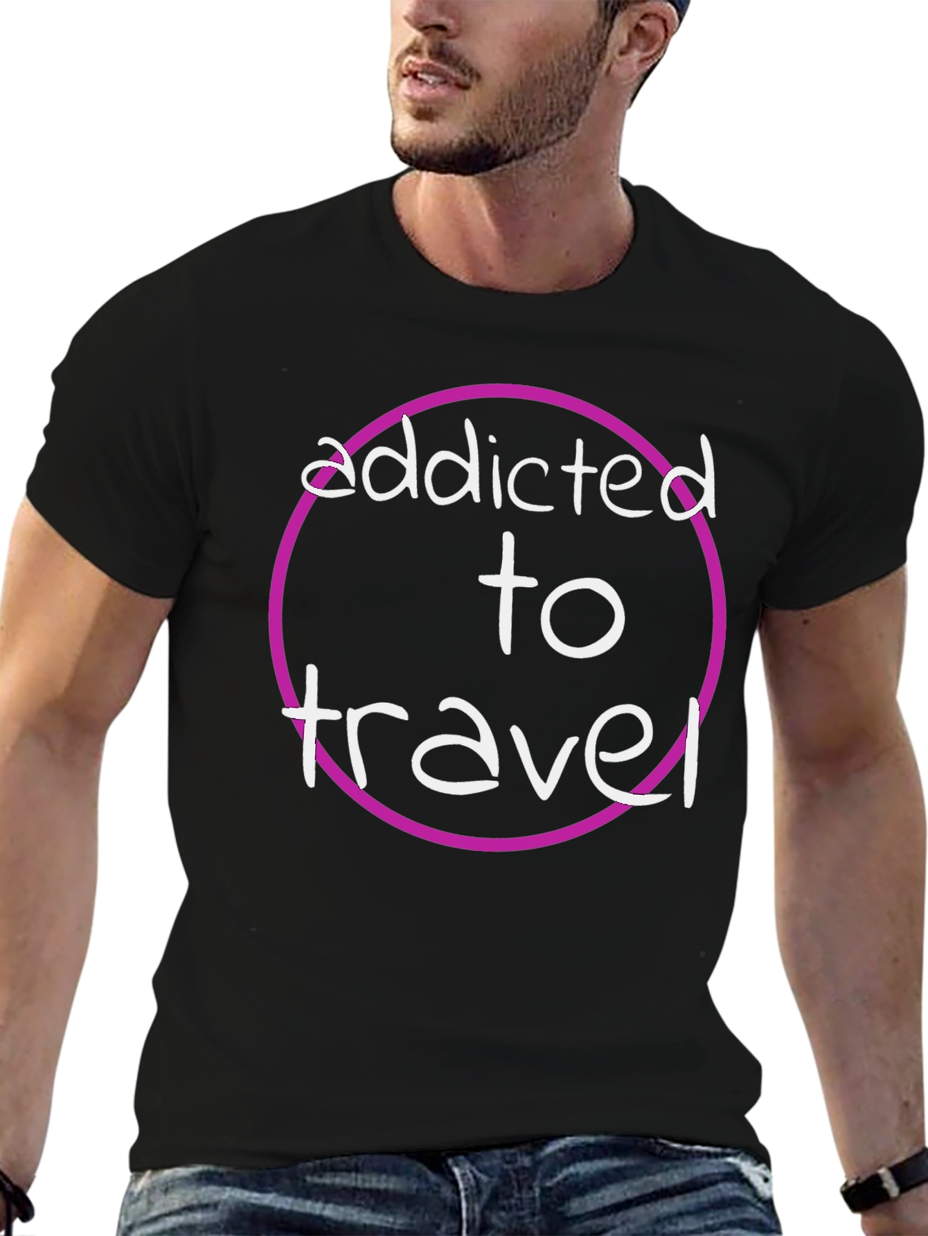 Addicted to Travel Graphic Tee - Black