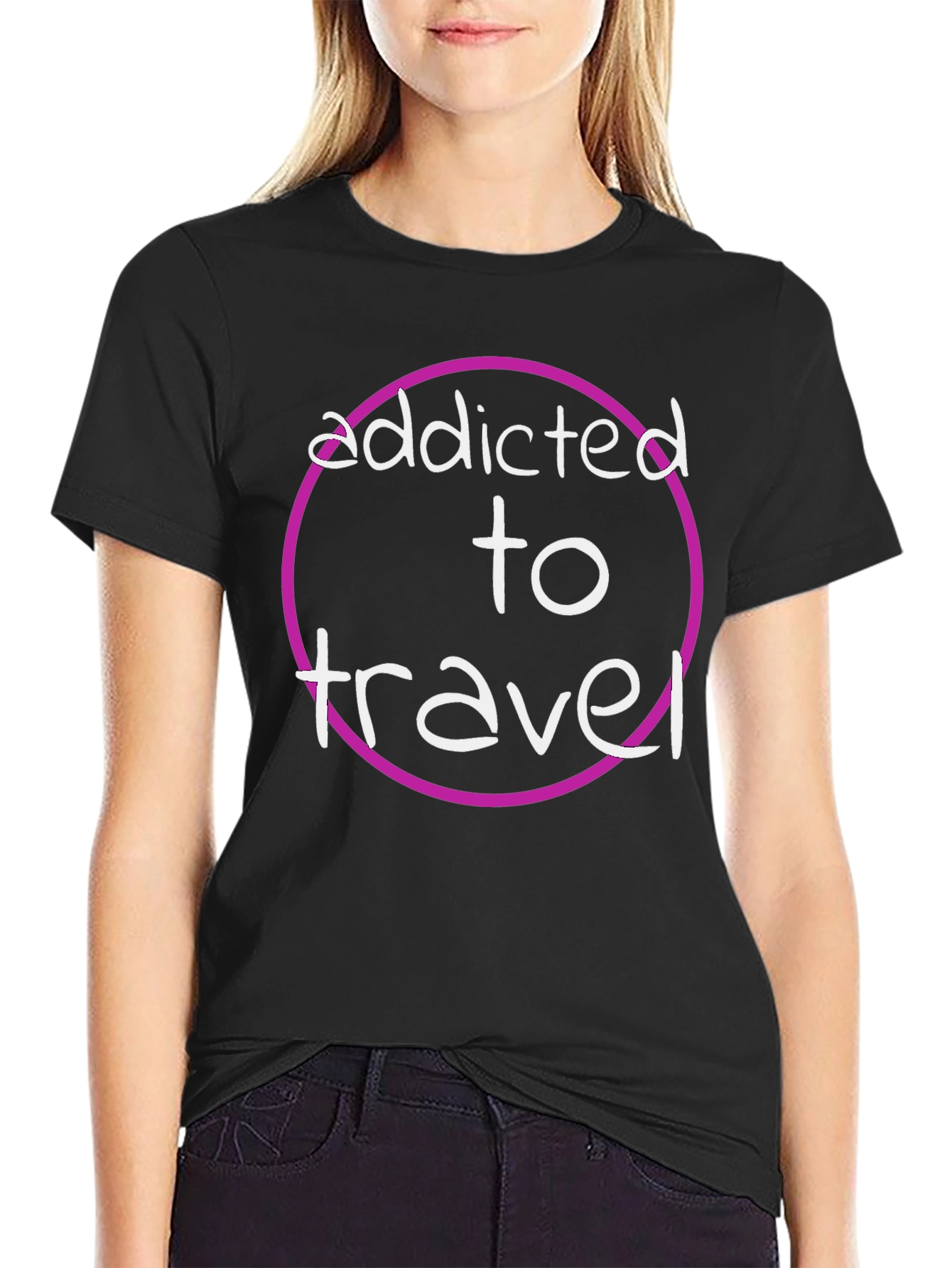 Addicted to Travel Graphic Tee - Black