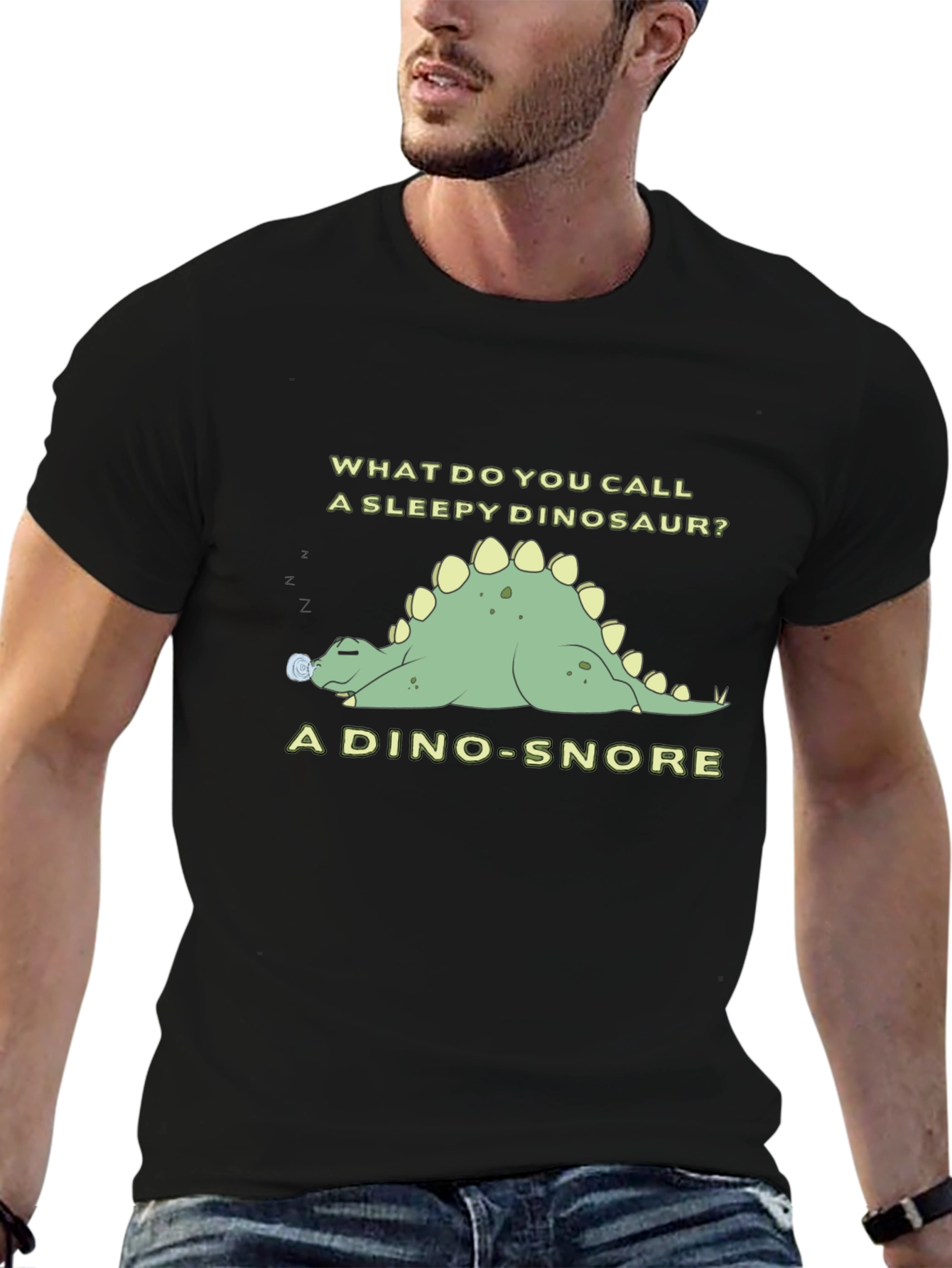 Dino-Snore T-Shirt - Sleepy Dinosaur Pun Tee