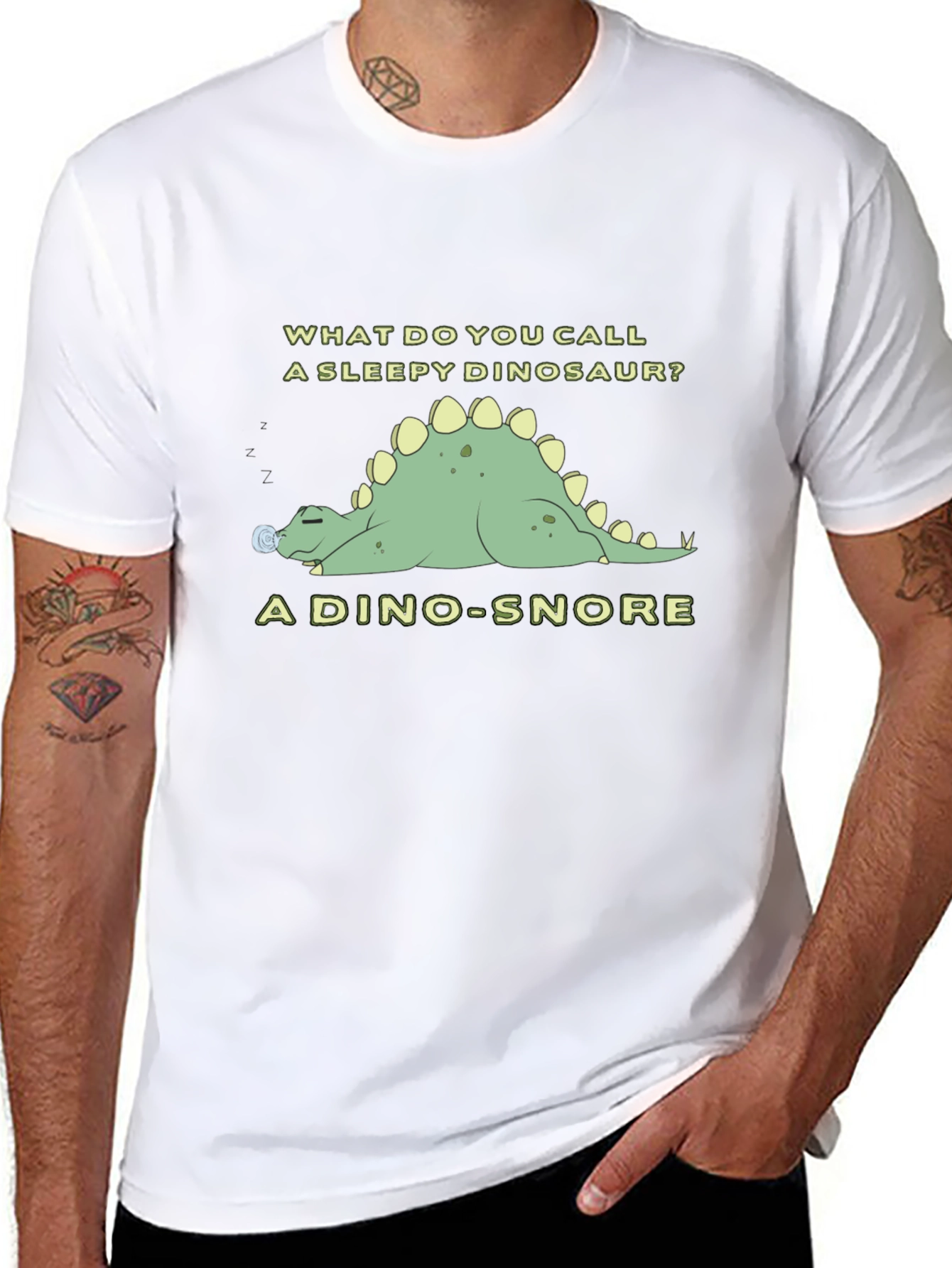 Dino-Snore T-Shirt - Sleepy Dinosaur Pun Tee