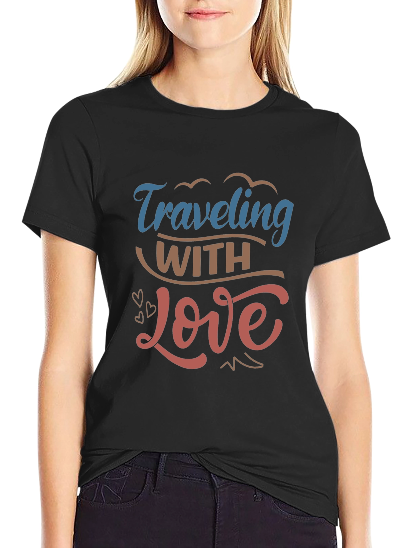 Traveling With Love T-Shirt - Soft Black Tee