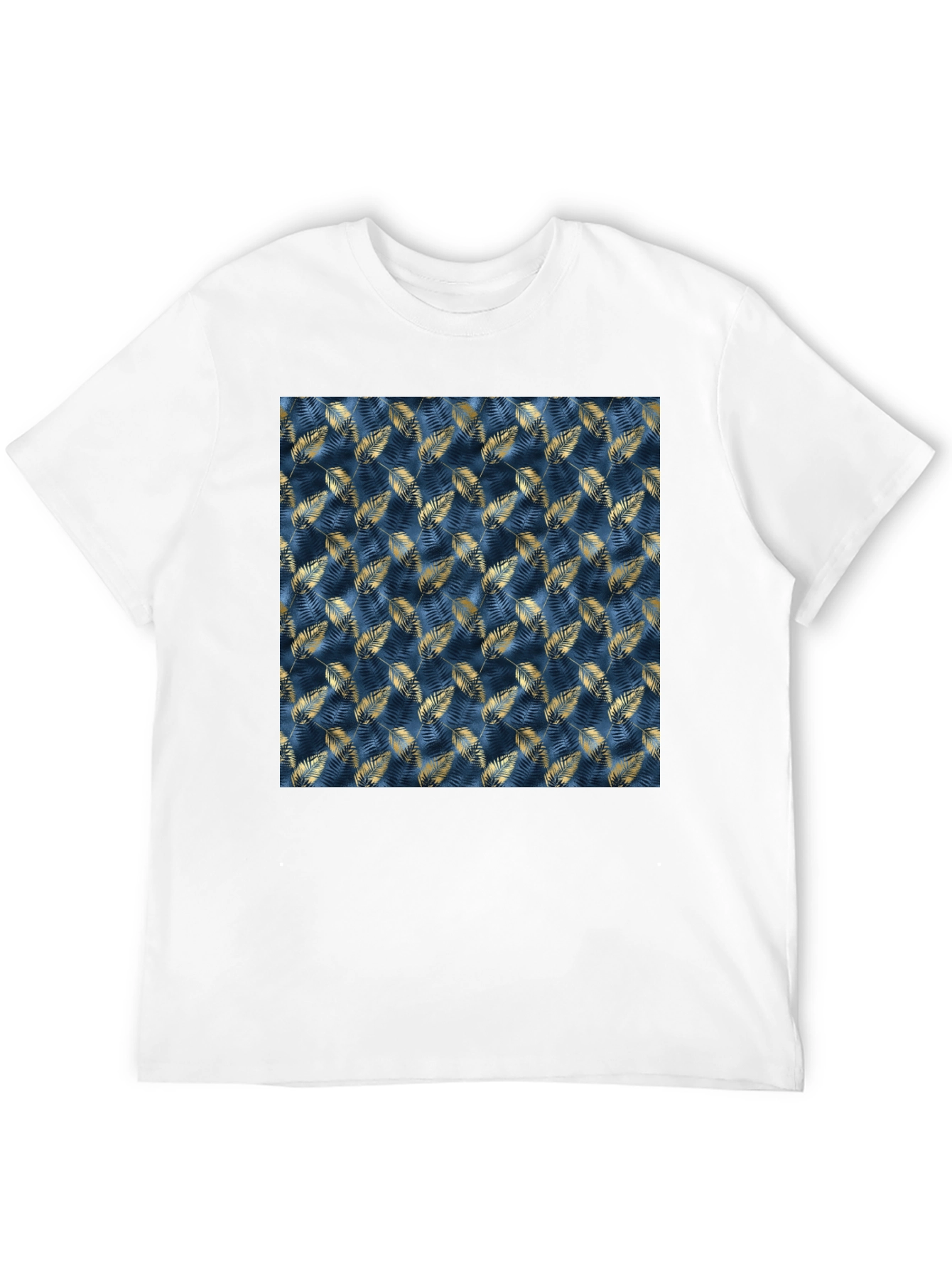 Stylish Mens Black T-Shirt with Leaf Pattern