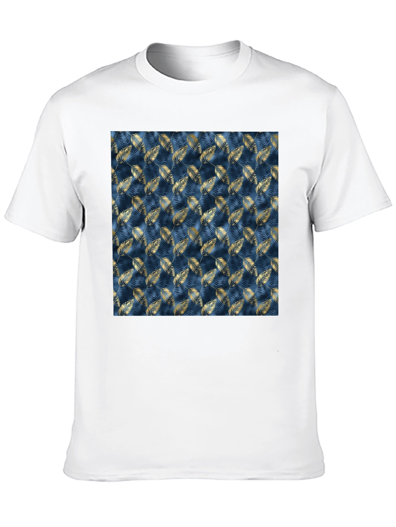 Stylish Mens Black T-Shirt with Leaf Pattern