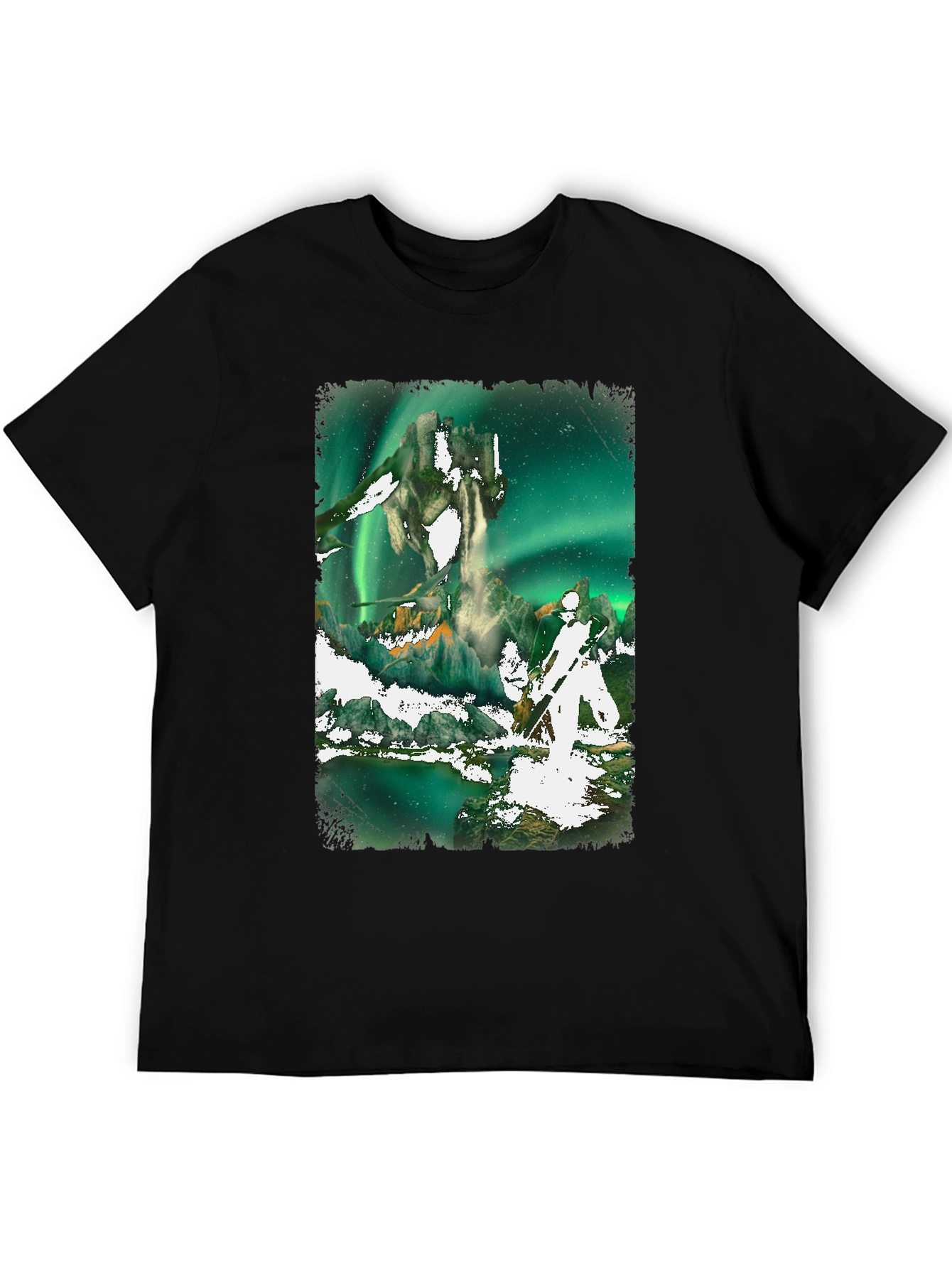 Aurora Borealis Fantasy Graphic Tee - Black