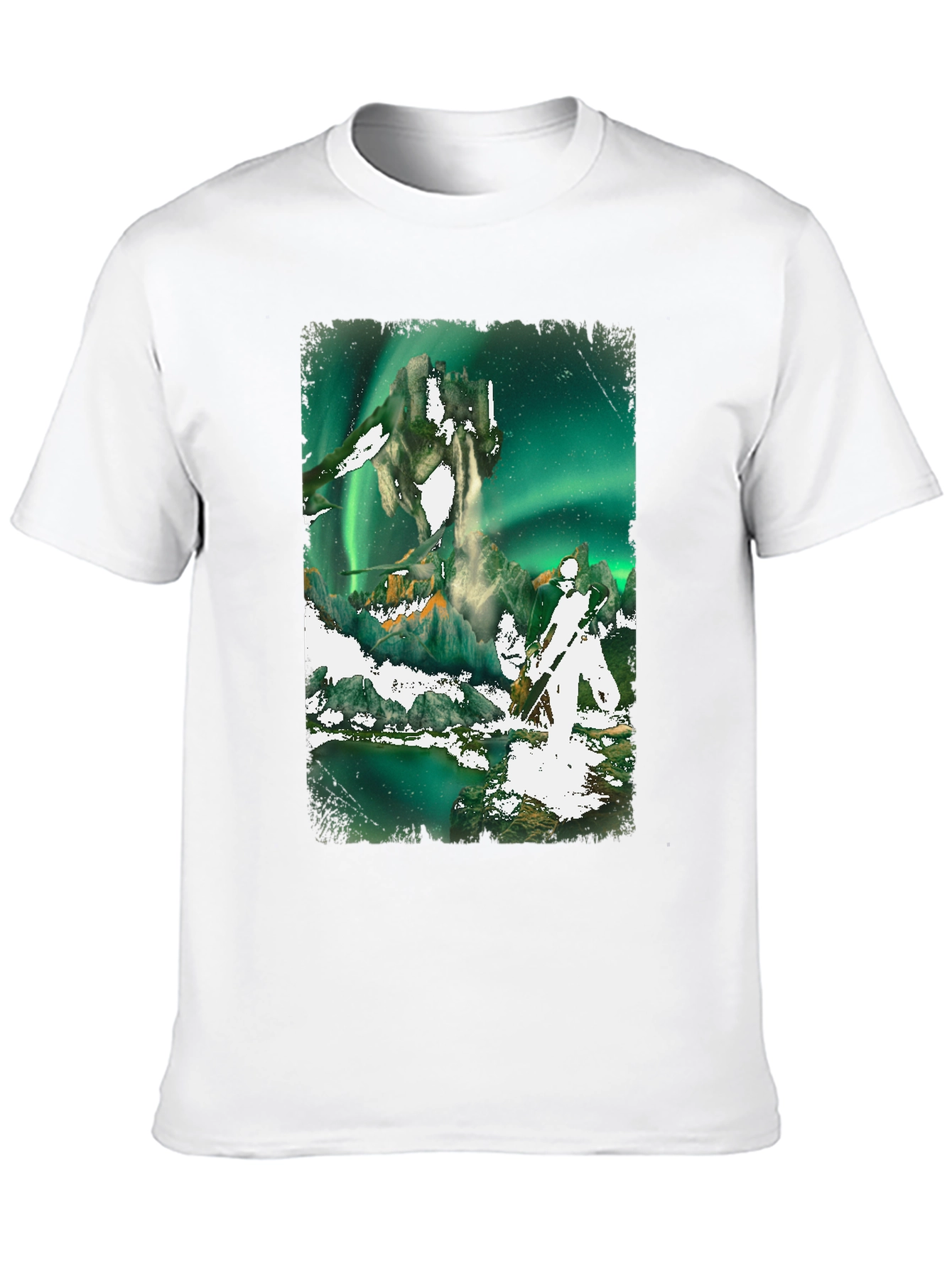 Aurora Borealis Fantasy Graphic Tee - Black