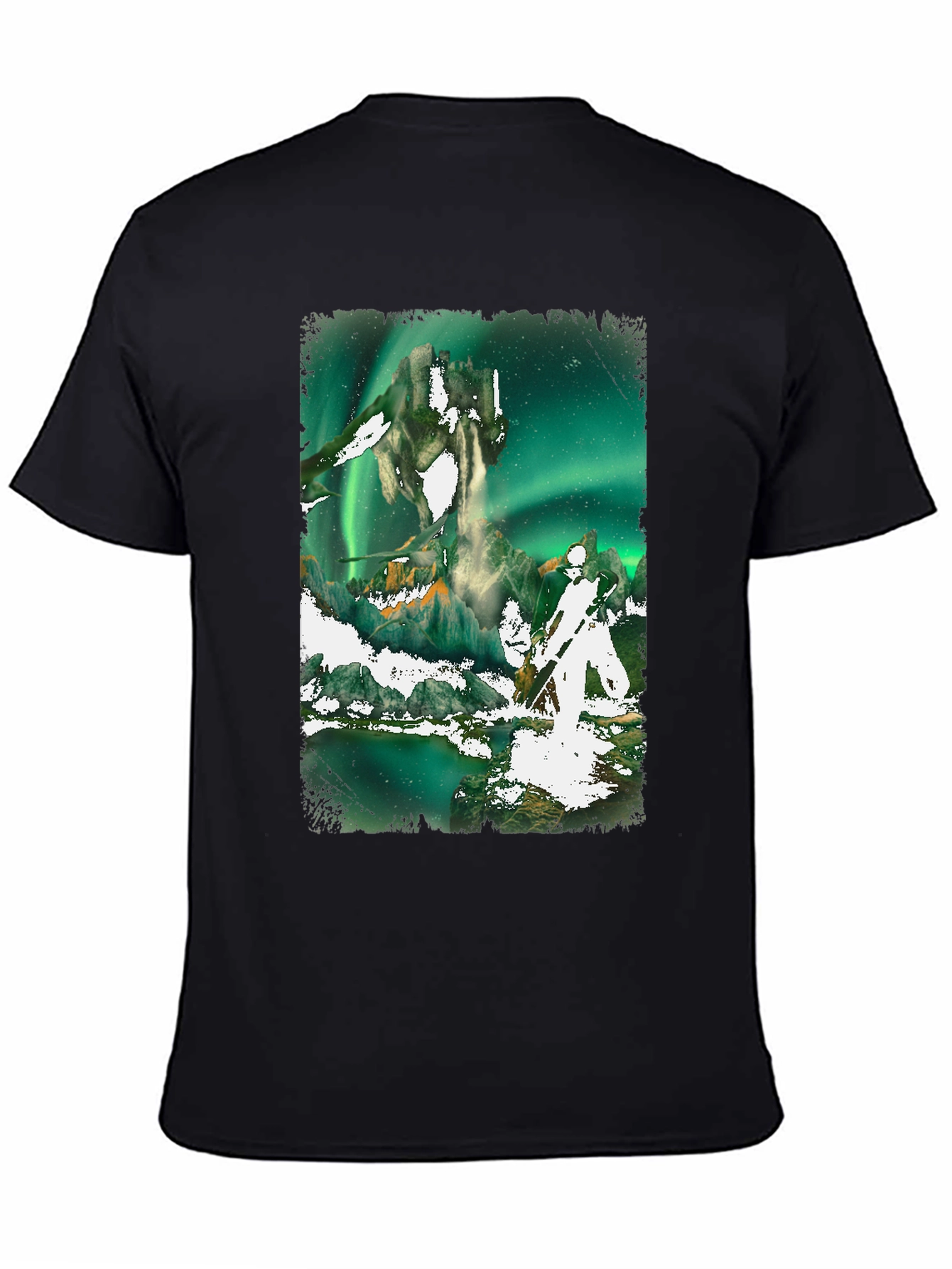 Aurora Borealis Fantasy Graphic Tee - Black