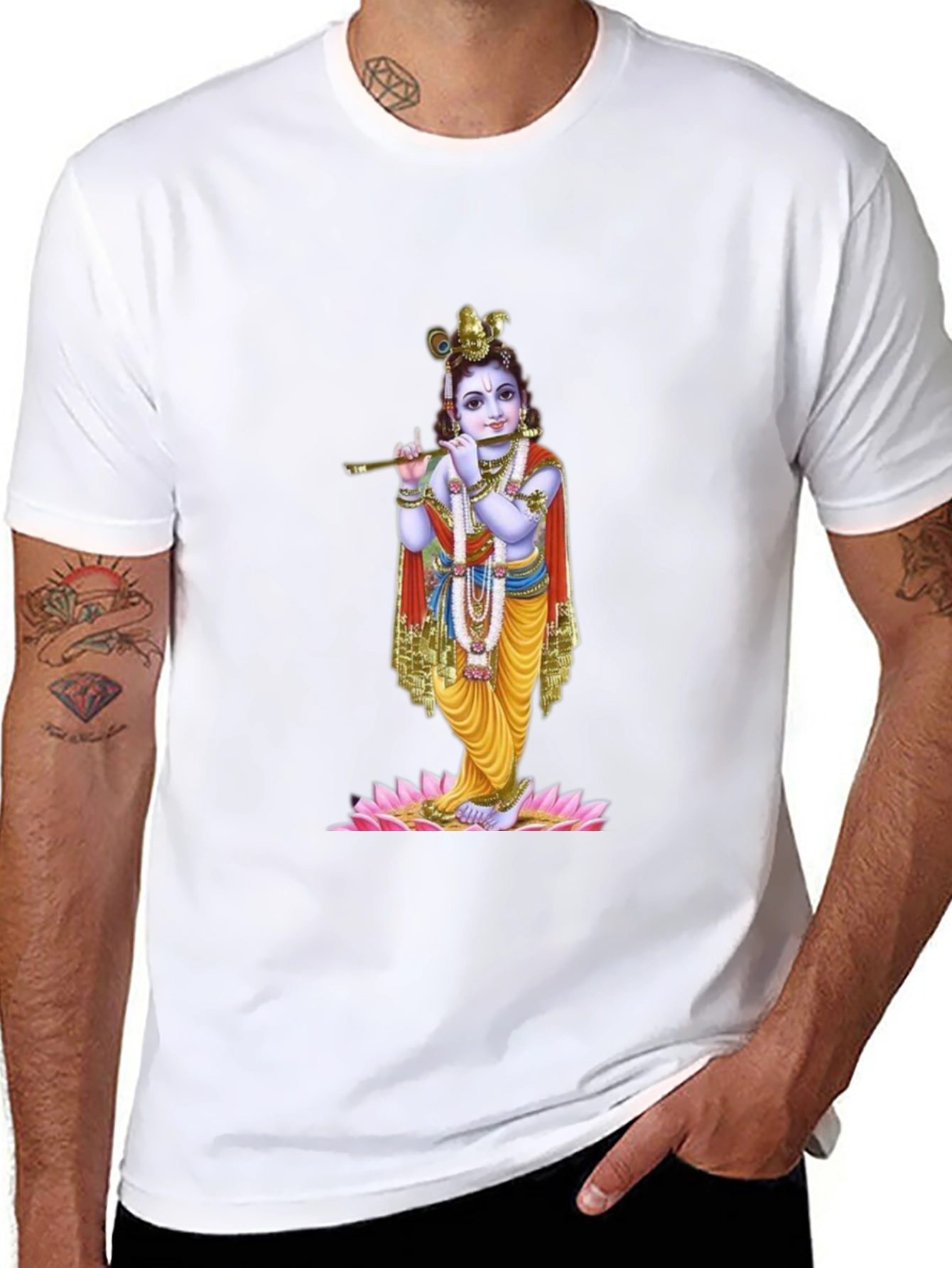 Krishna Graphic Tee - Black Cotton Blend