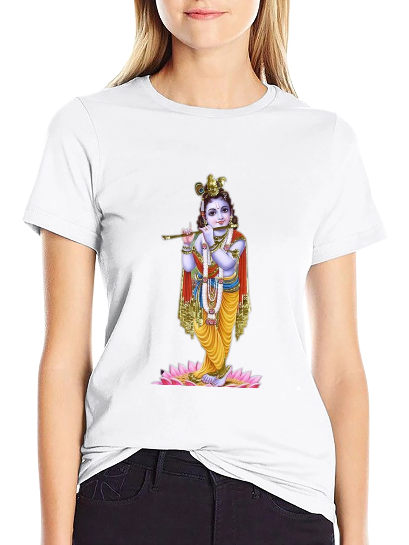 Krishna Graphic Tee - Black Cotton Blend