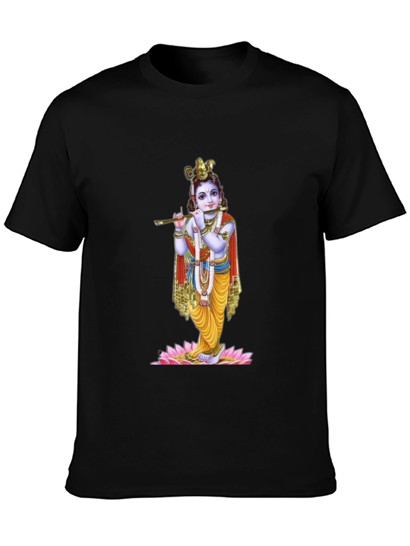 Krishna Graphic Tee - Black Cotton Blend