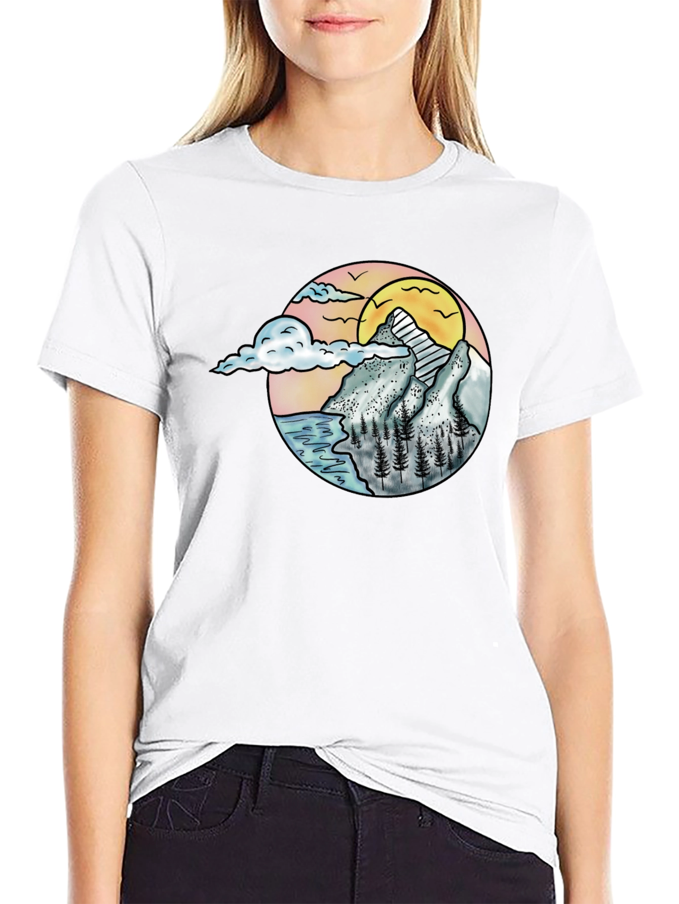 Mountain Sunset Tee - Nature Lovers Black T-Shirt