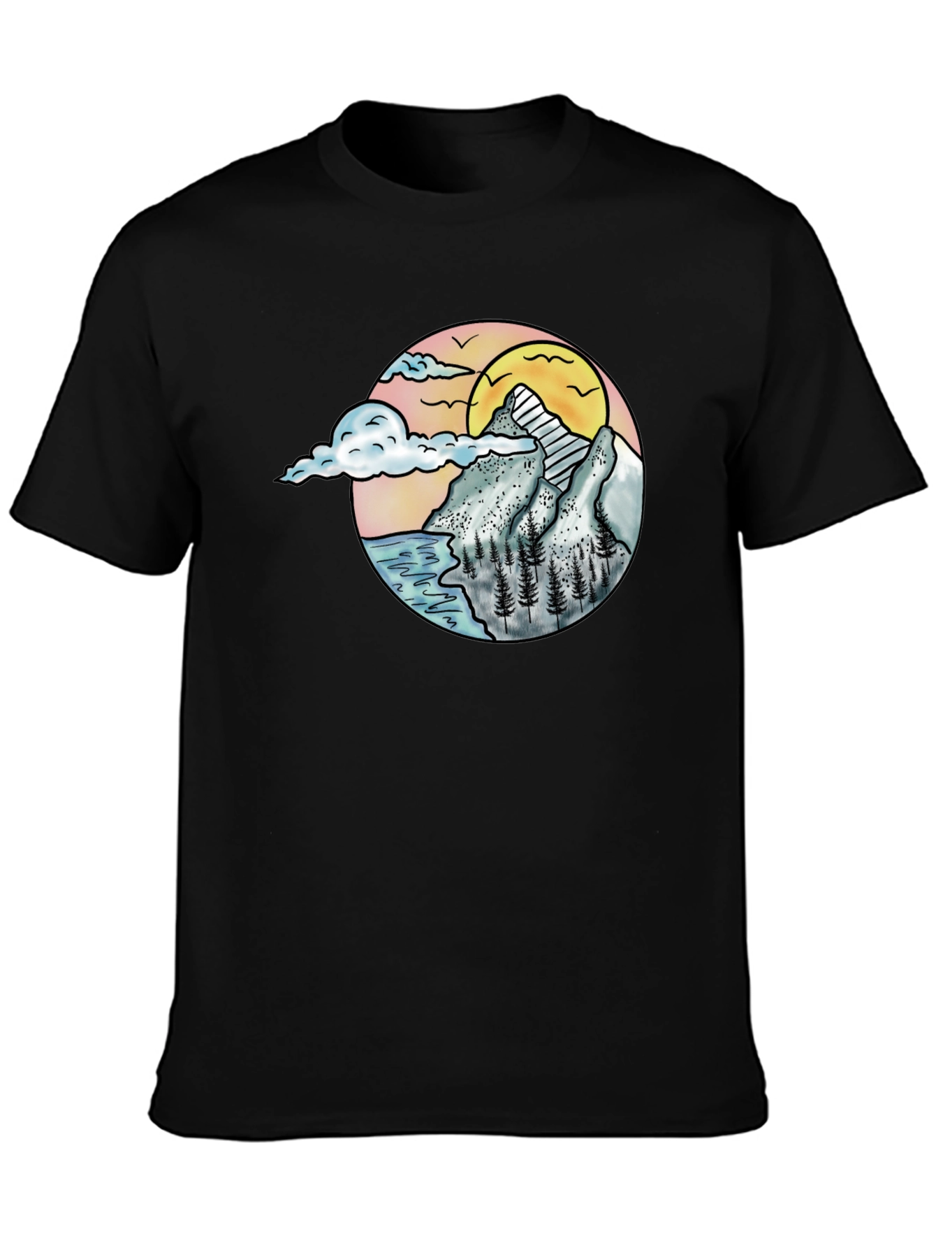 Mountain Sunset Tee - Nature Lovers Black T-Shirt