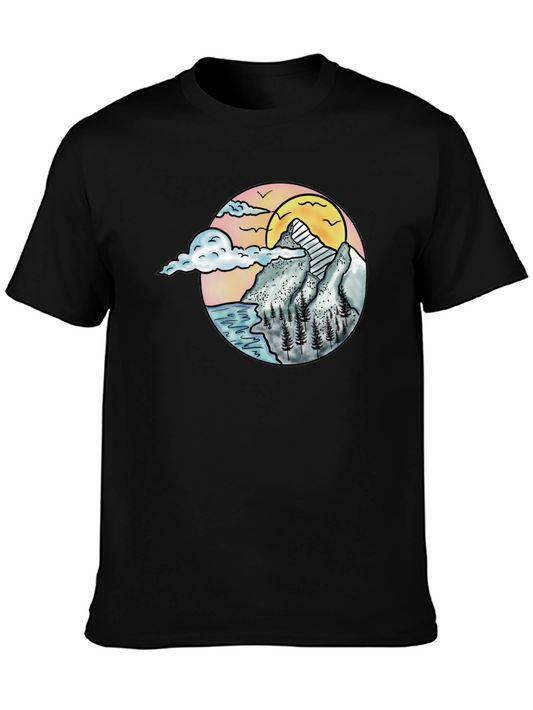 Mountain Sunset Tee - Nature Lovers Black T-Shirt