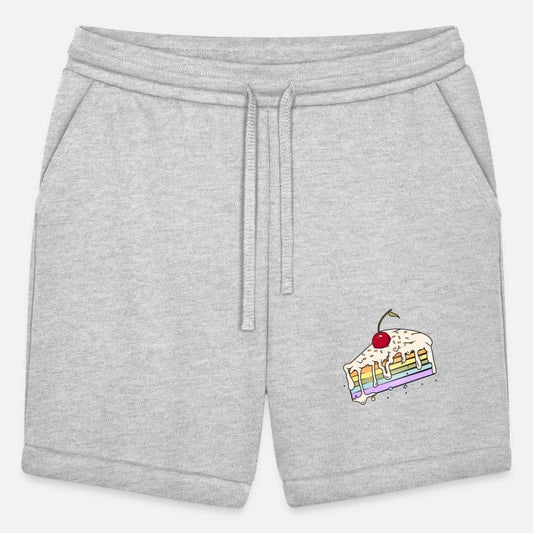 Piece of rainbow cake with cherry in comic style