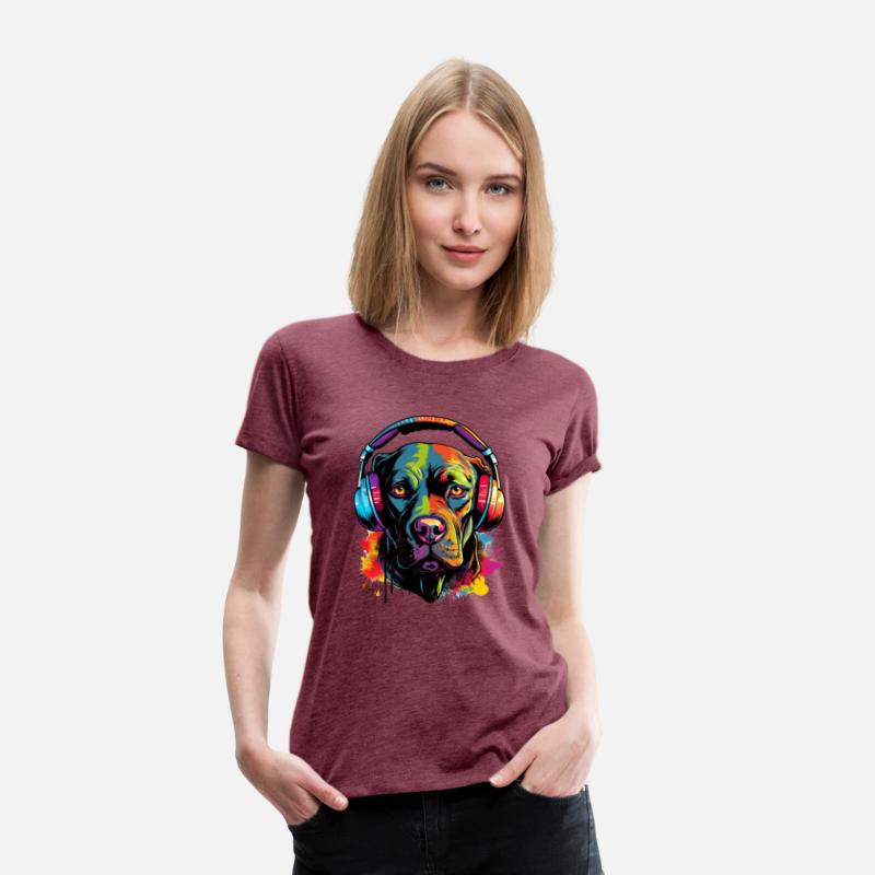 Pitbull wearing headset vibrant colorful style