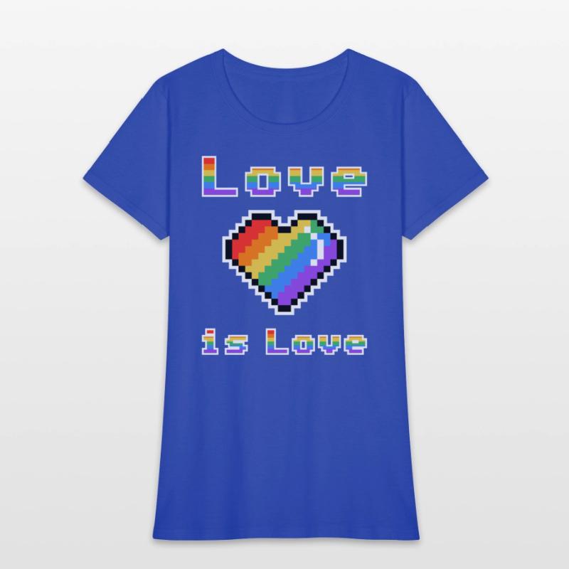 Pixel heart Love is Love rainbow colored