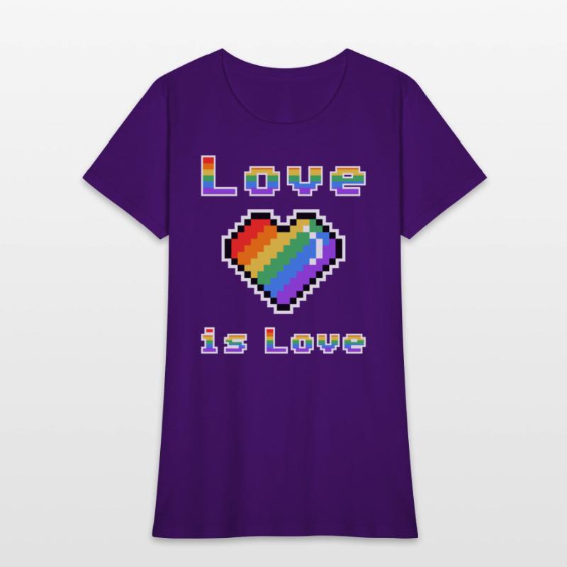 Pixel heart Love is Love rainbow colored