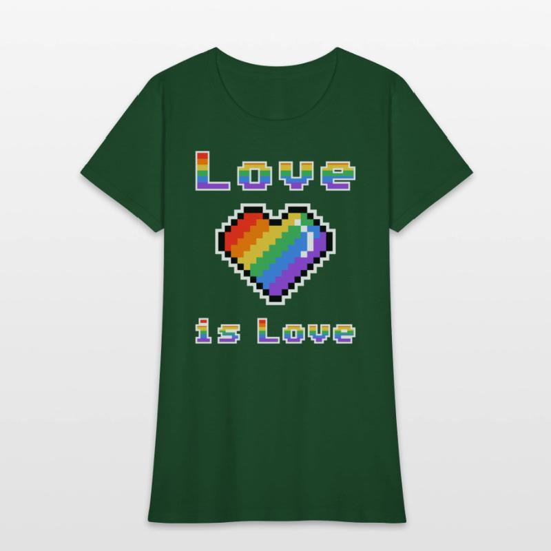 Pixel heart Love is Love rainbow colored