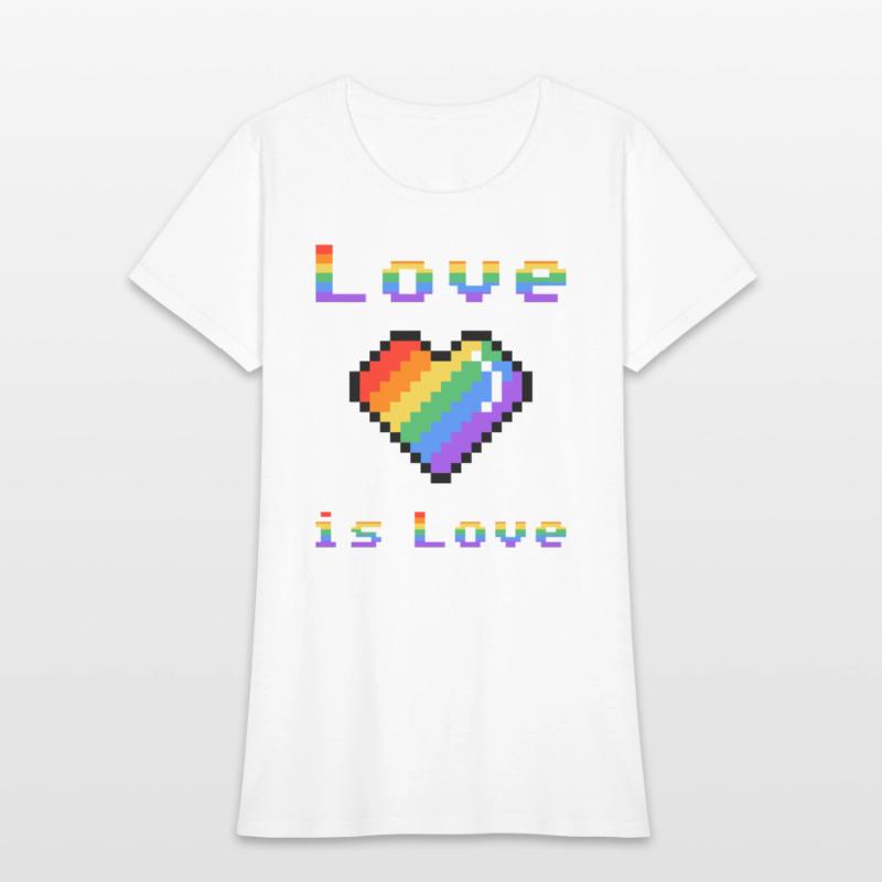 Pixel heart Love is Love rainbow colored