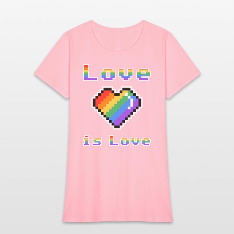 Pixel heart Love is Love rainbow colored