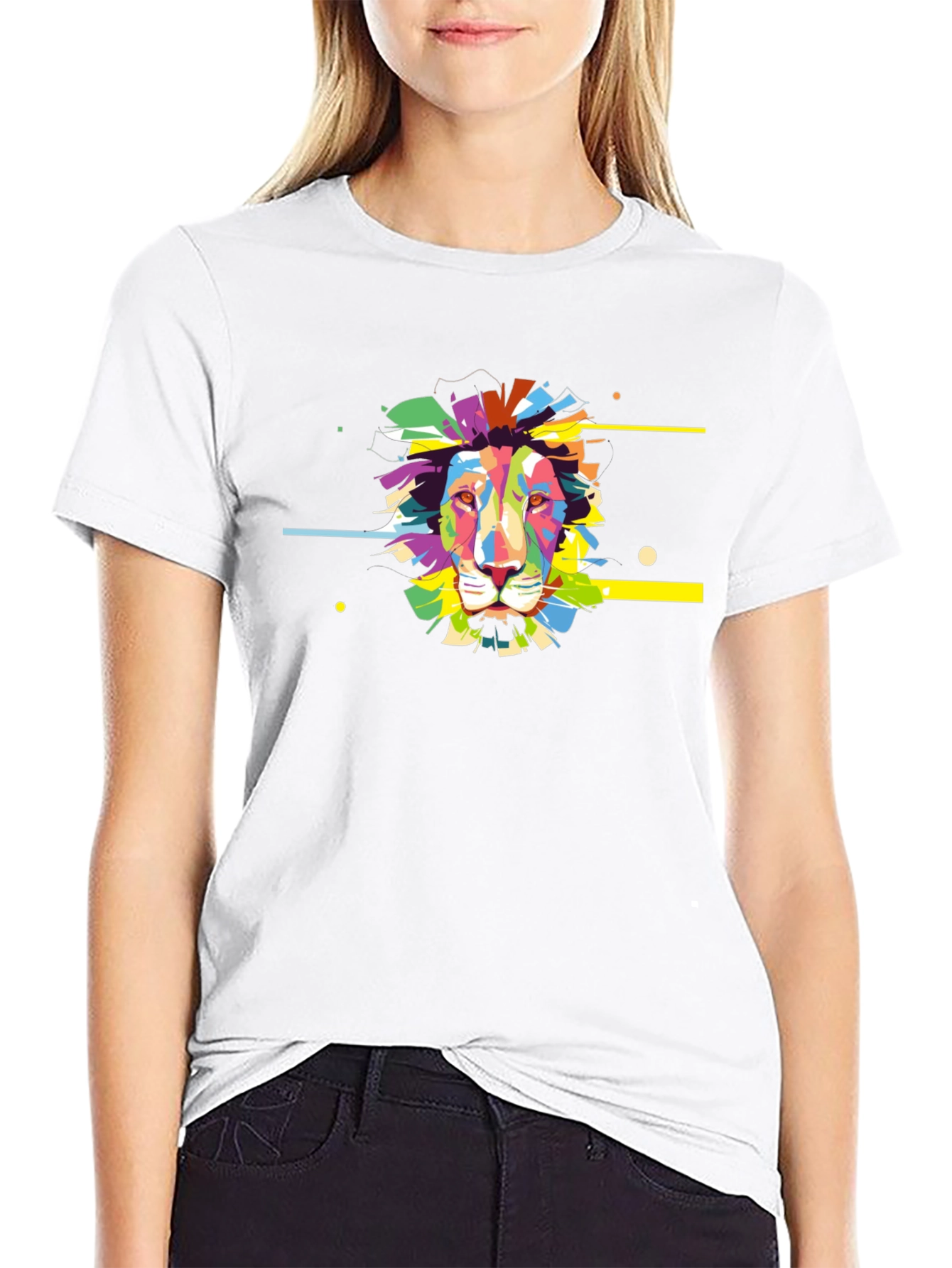 Vibrant Lion Graphic Black T-Shirt