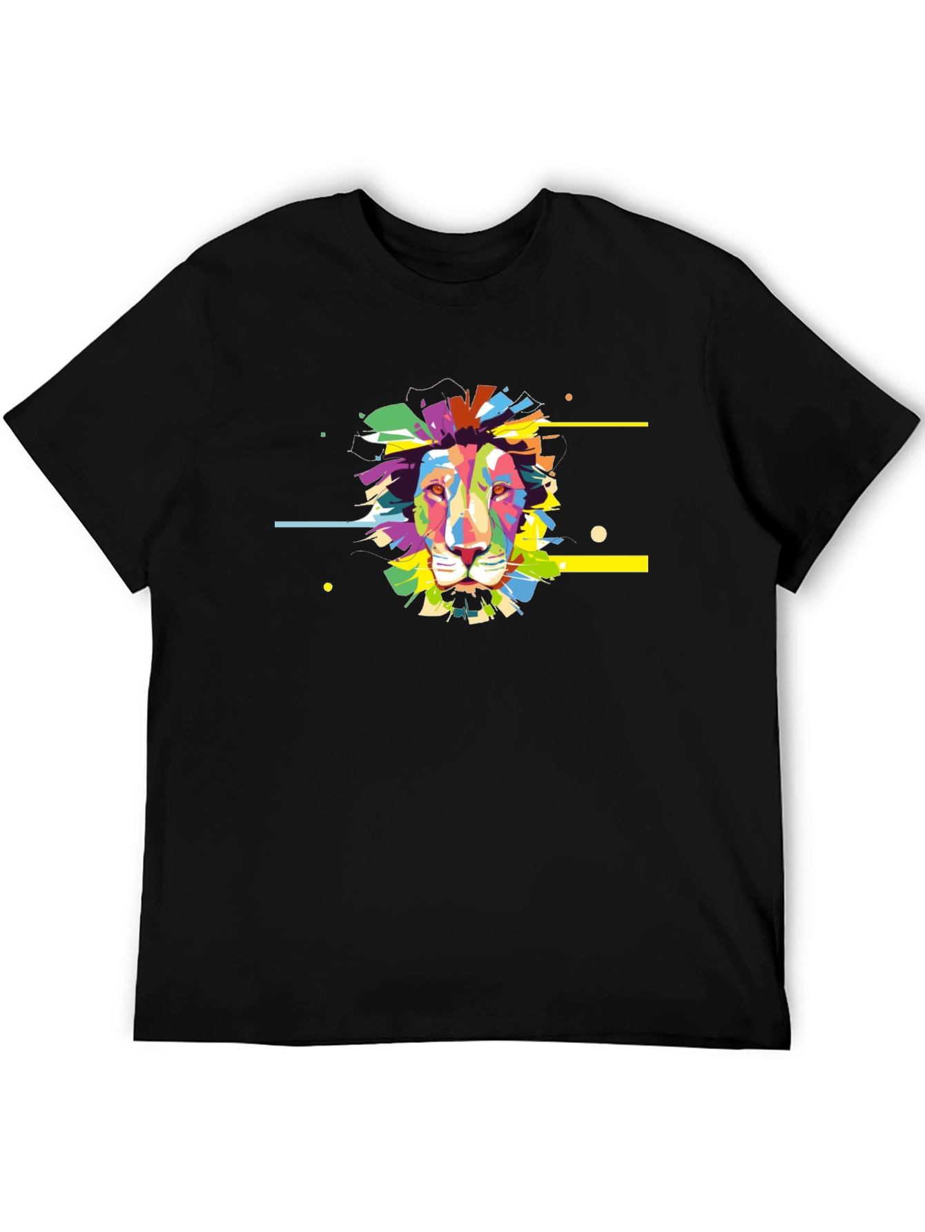 Vibrant Lion Graphic Black T-Shirt