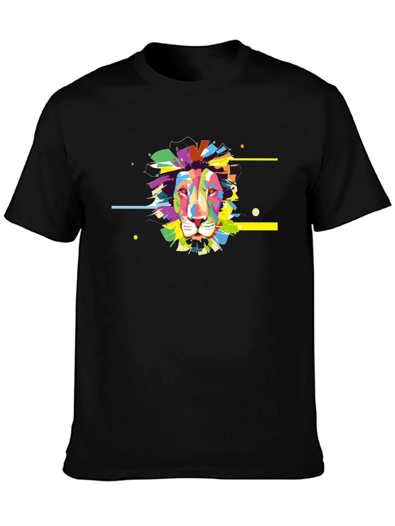 Vibrant Lion Graphic Black T-Shirt