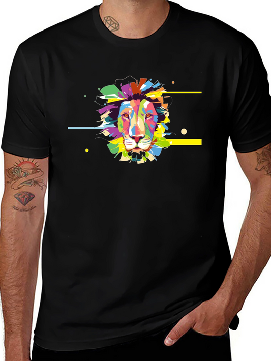 Vibrant Lion Graphic Black T-Shirt