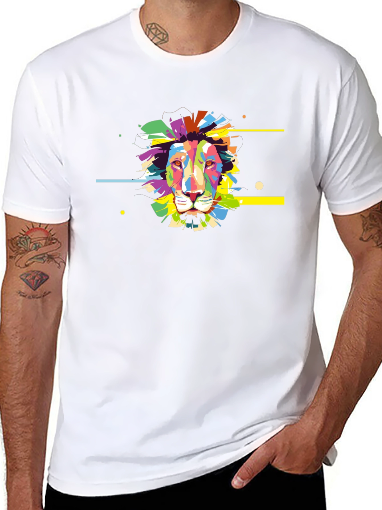 Vibrant Lion Graphic Black T-Shirt