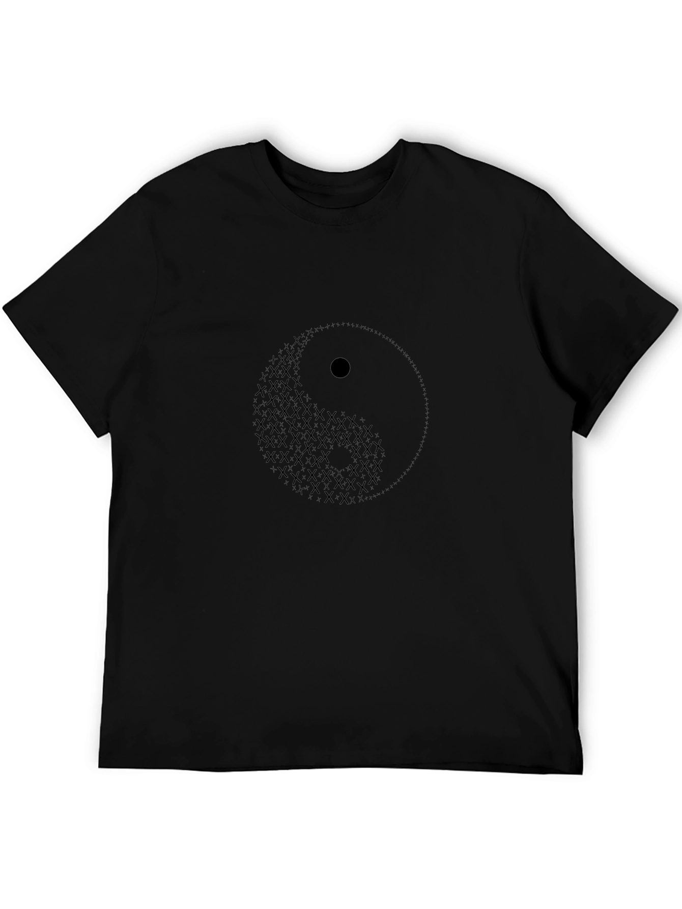 Yin Yang Symbol Graphic Print Black T-Shirt