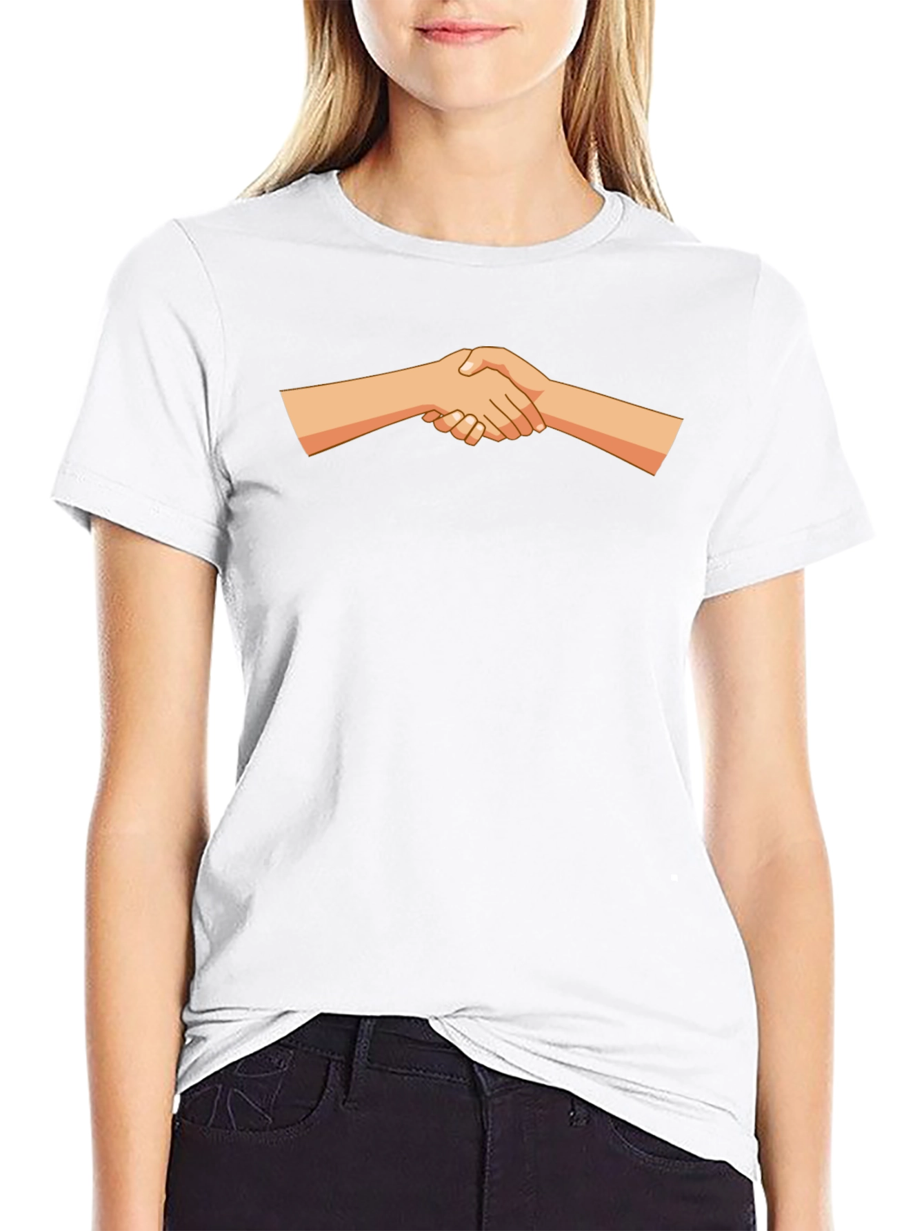 Handshake Graphic Print Tee - Black Casual Shirt