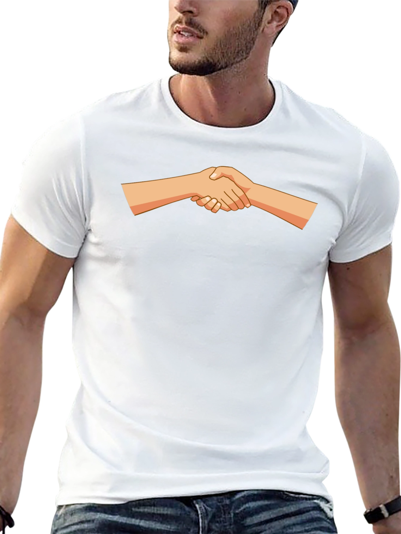 Handshake Graphic Print Tee - Black Casual Shirt