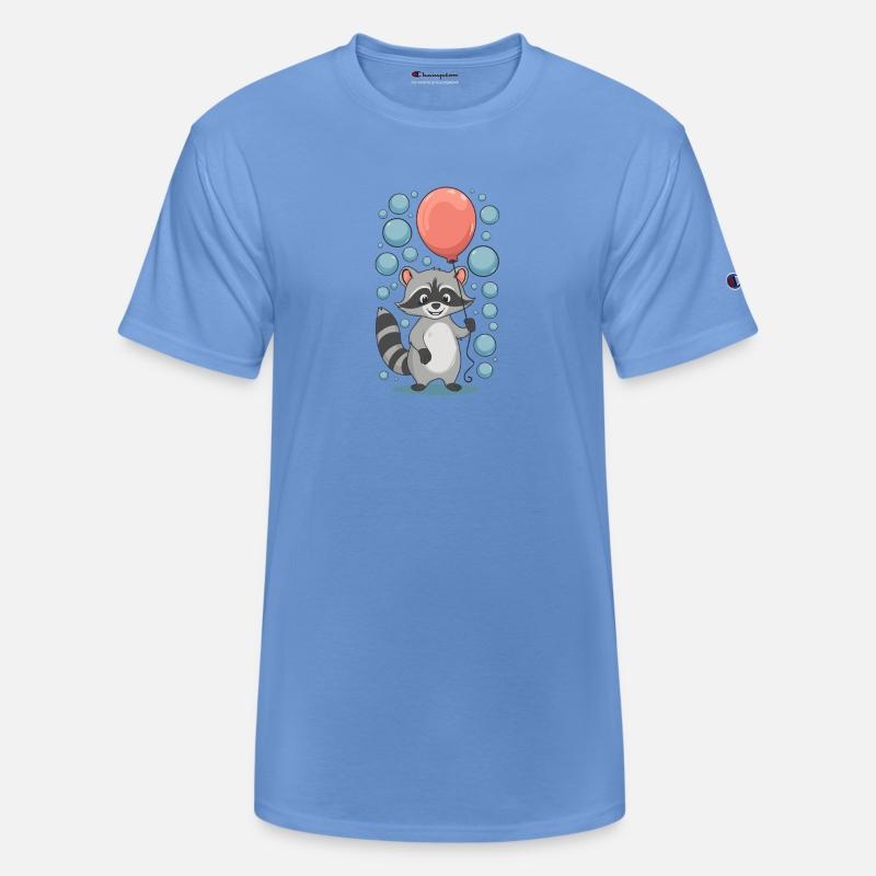 Playful Raccoon with Balloon and Bubbles