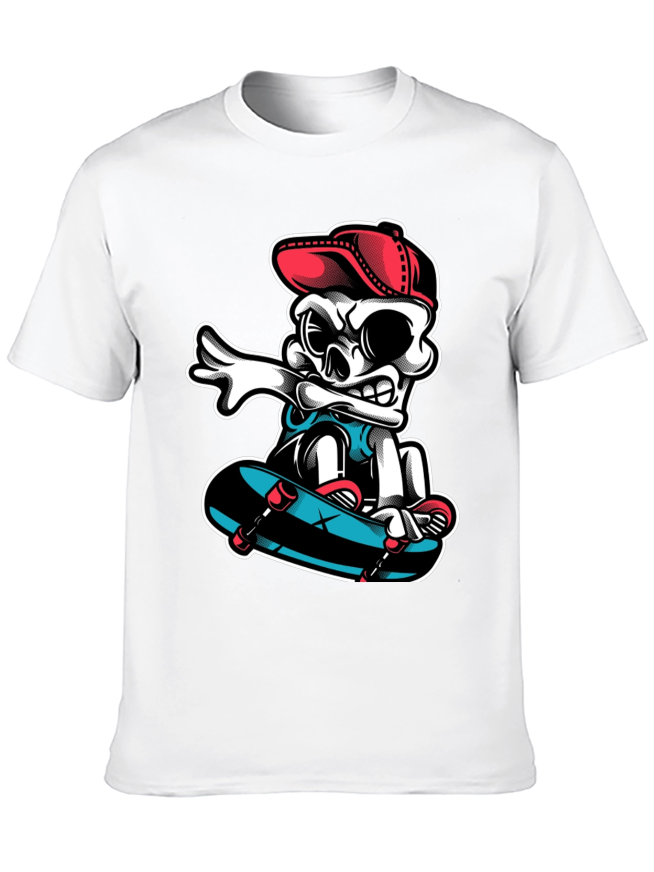 Cool Skeleton Skateboarder Graphic Tee - Black