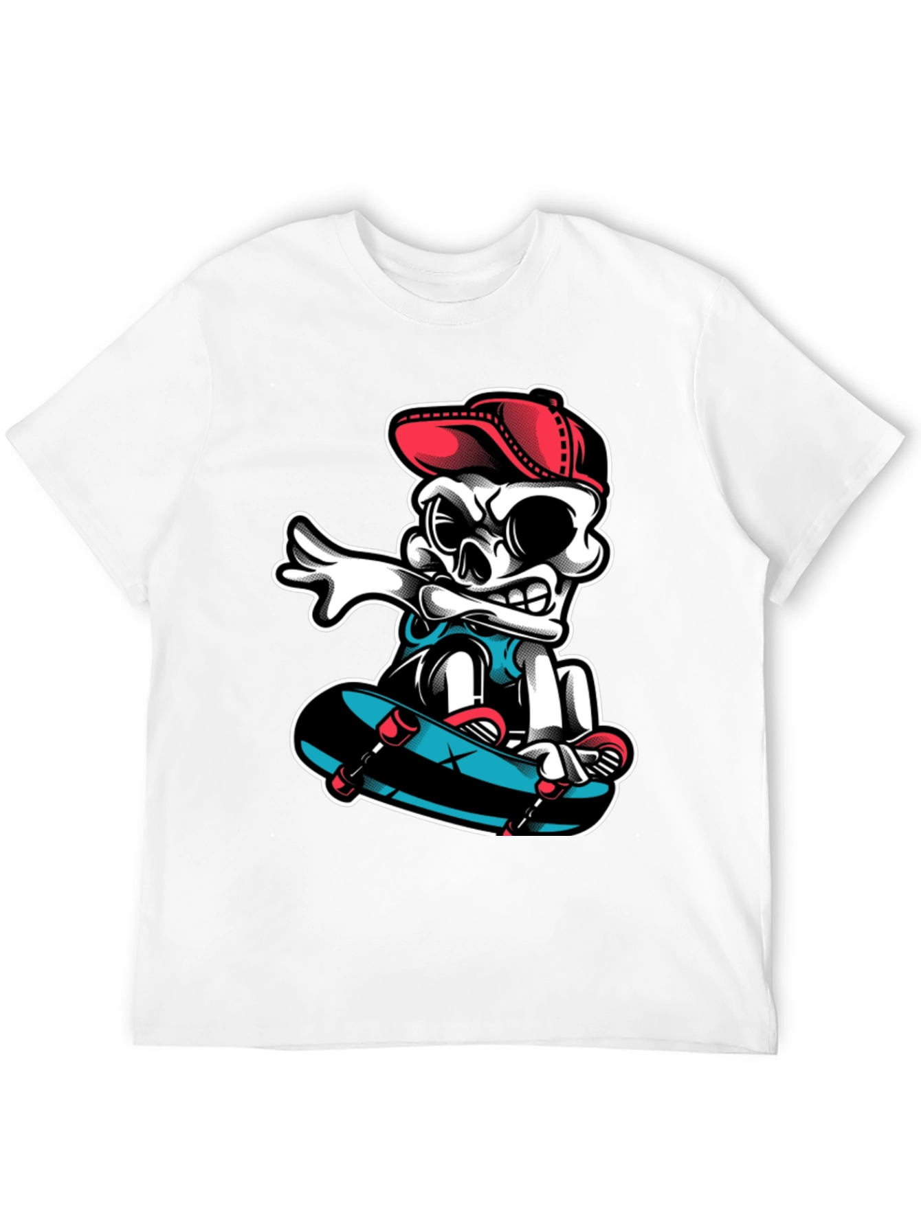 Cool Skeleton Skateboarder Graphic Tee - Black