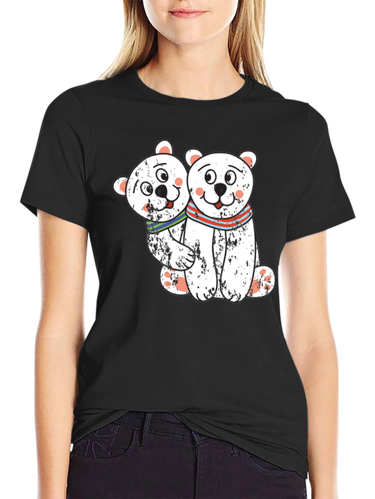 Cute Bear Couple Black T-Shirt